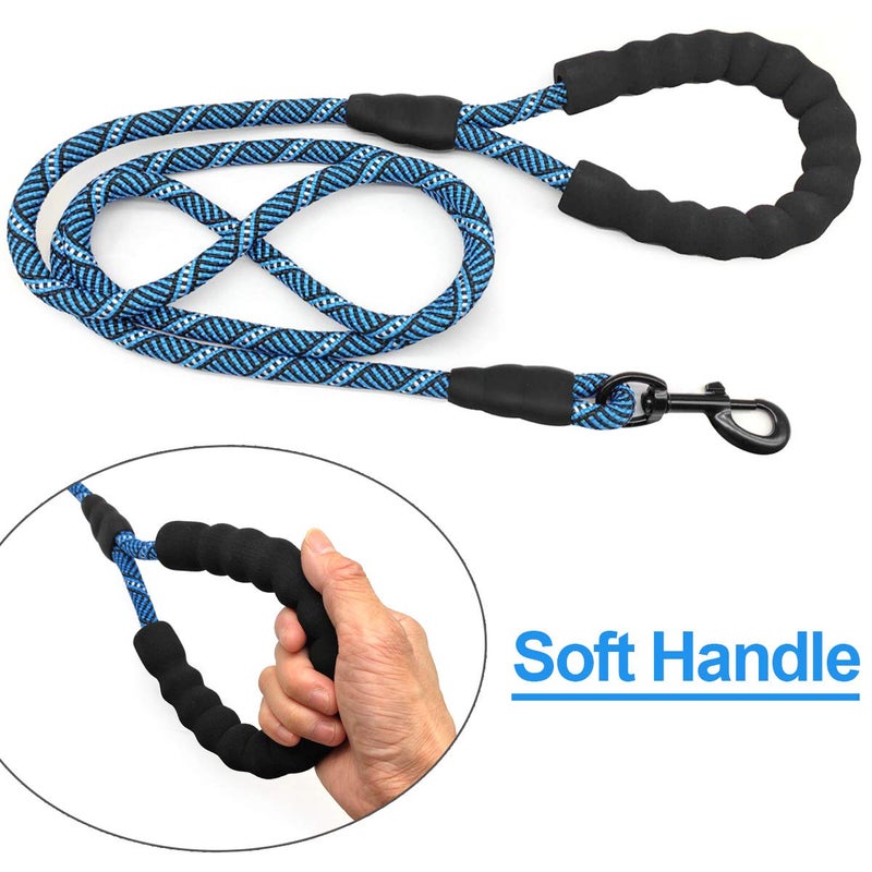 MayPaw Heavy Duty Rope Dog Leash, 3/6/8/10/12/15/20/30 FT Nylon Pet Leash, Soft Padded Handle Thick Lead Leashes for Large Medium Dogs (Blue Black, 1/2" * 8') - Image 3